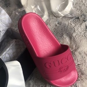 Hot Pink Gucci Slides
